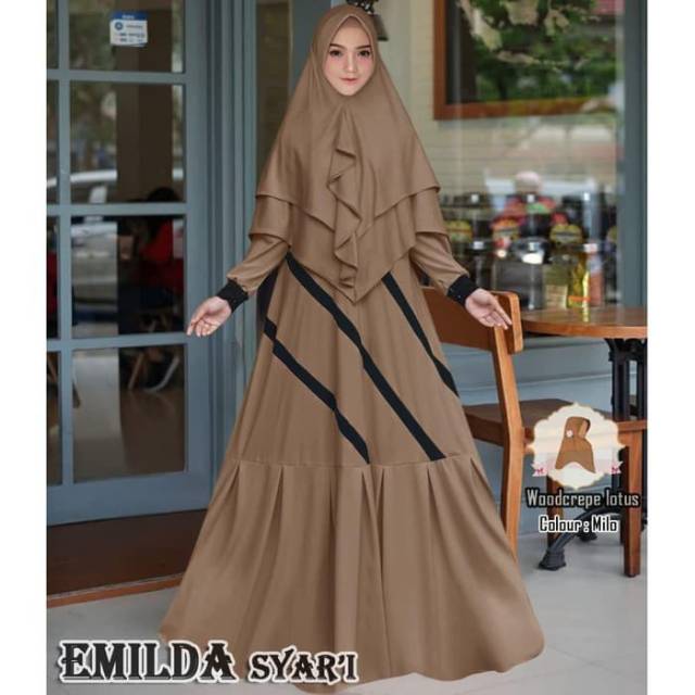 29397 GAMIS SYARI EMILDA BB (MILO, OLIVE, GREEN)