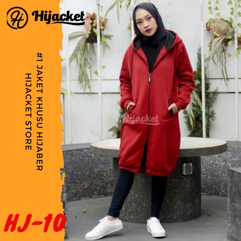 Hijacket Basic Muda Kombinasi Jaket Wanita Hijab Hijaket Muslimah Pakaian Syari-HJ-10 MAROON X BLACK