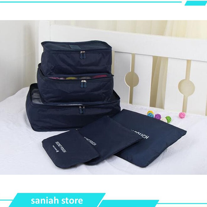1set (6pcs) Tas Kantong Traveling Bag in Bag Organizer Tas Kosmetik Tas Sabun Tas Celana Dalam