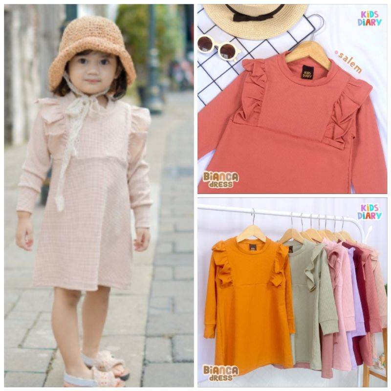 Kids Diary Plus - Bianca Dress waffle Anak Cewek 1-4 Tahun