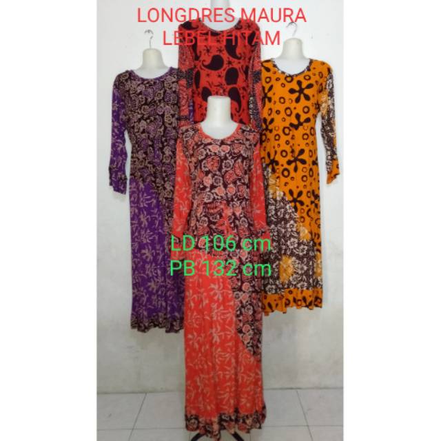 Longdress maura kencana ungu lebel hitam
