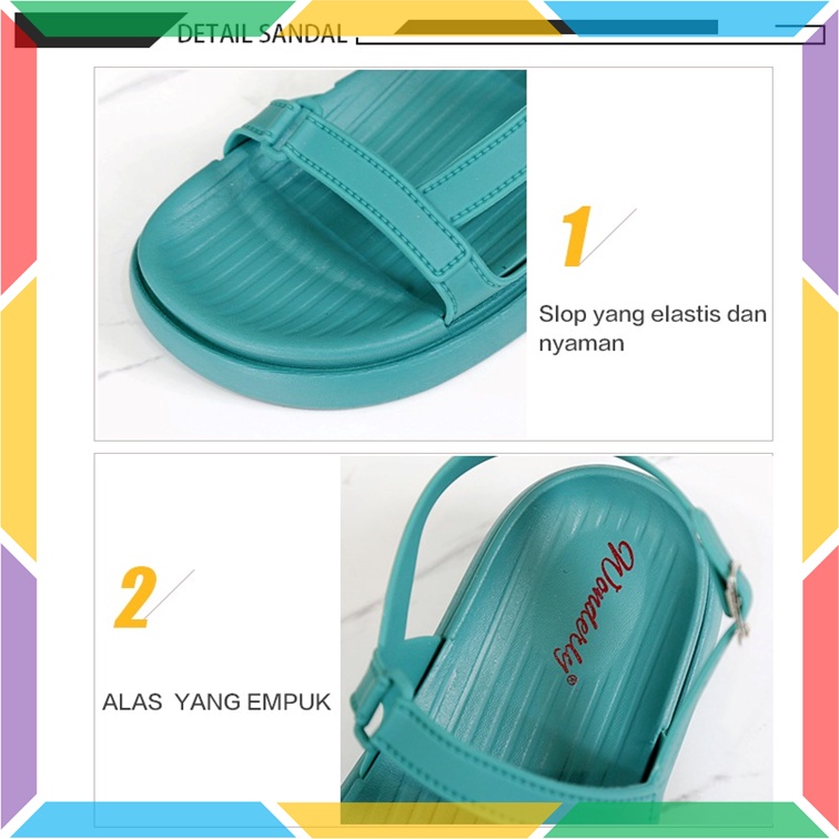 2000WL1 Sandal Wanita Gladiator Tali Karet Jelly Wonderly Sepatu Sandal Cewek Ban 2 Empuk Glanzton