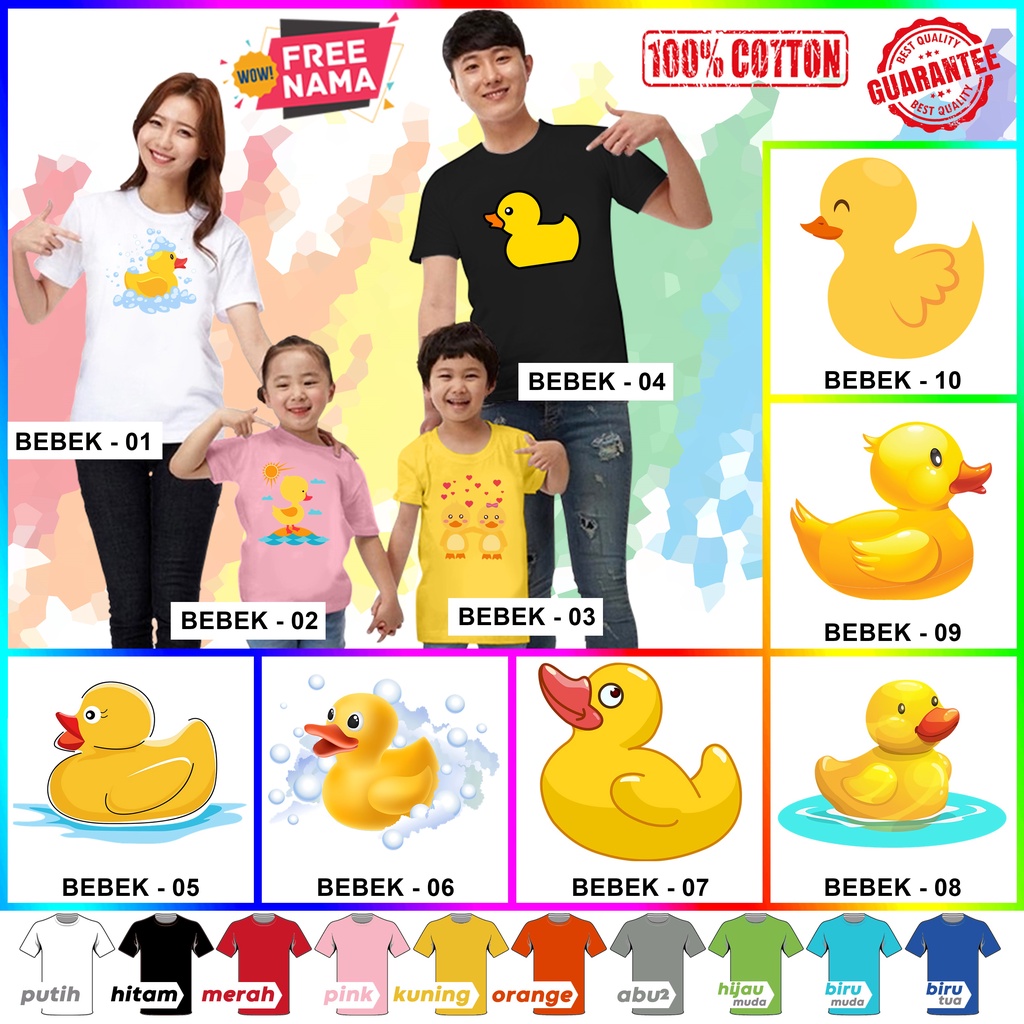 [FREE NAMA!!] Baju Kaos ANAK DAN DEWASA REV Bebek  BL BANYAK MOTIF