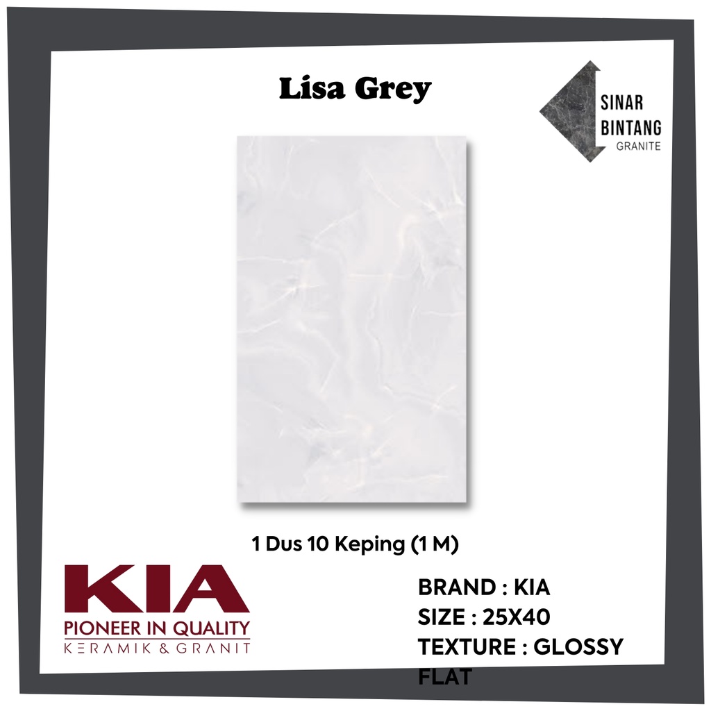 Keramik Murah | Dinding Kamar Mandi 25X40 Lisa Series KIA