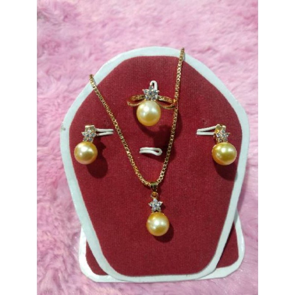 set perhiasan mutiara asli lombok set rhodium mutiara tawar