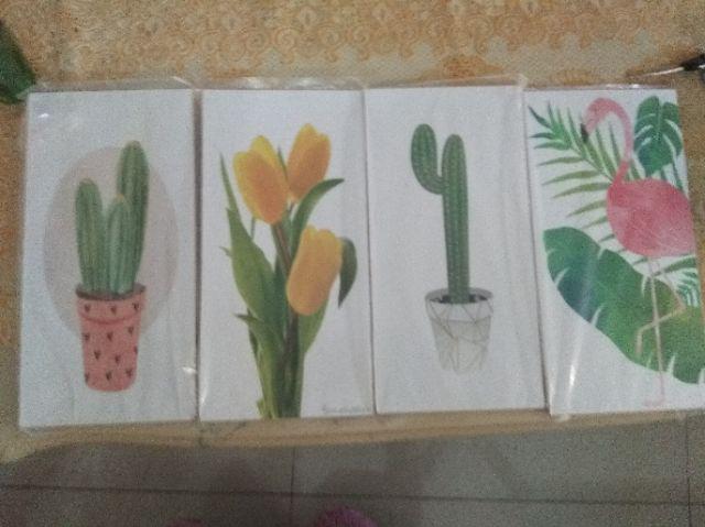 Poster Kayu Vitage Hiasan Dinding Tanaman Bunga Abstrak Dekorasi Rumah Cafe Kantor