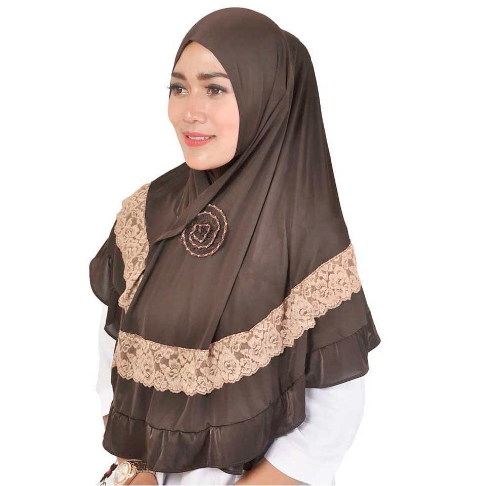 Jilbab Casual Wanita Muslimah Java Seven COKLAT AS SPANDEX JS 1045