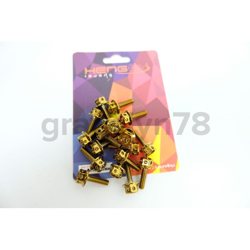 Baut tutup minyak rem ukuran m4x20 warna gold model flower