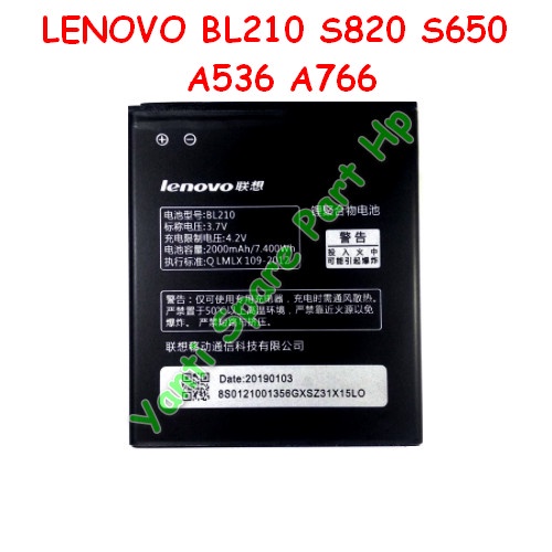 Baterai Lenovo S820 S650 A536 A766 BL210 Orignal New