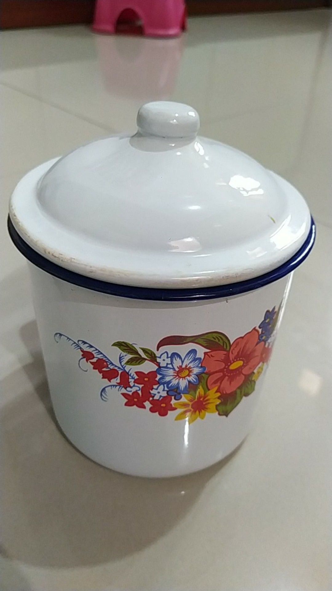 Mug Enamel Bunga 10cm Dan 12cm Mug Seng Mug Vintage