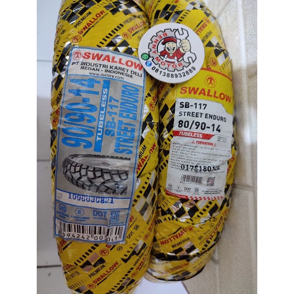 Sepasang Ban Swallow Street Enduro 80/90-14 & 90/90-14 Tubles BEAT, VARIO, MIO, SCOOPY LAMA, SPACY