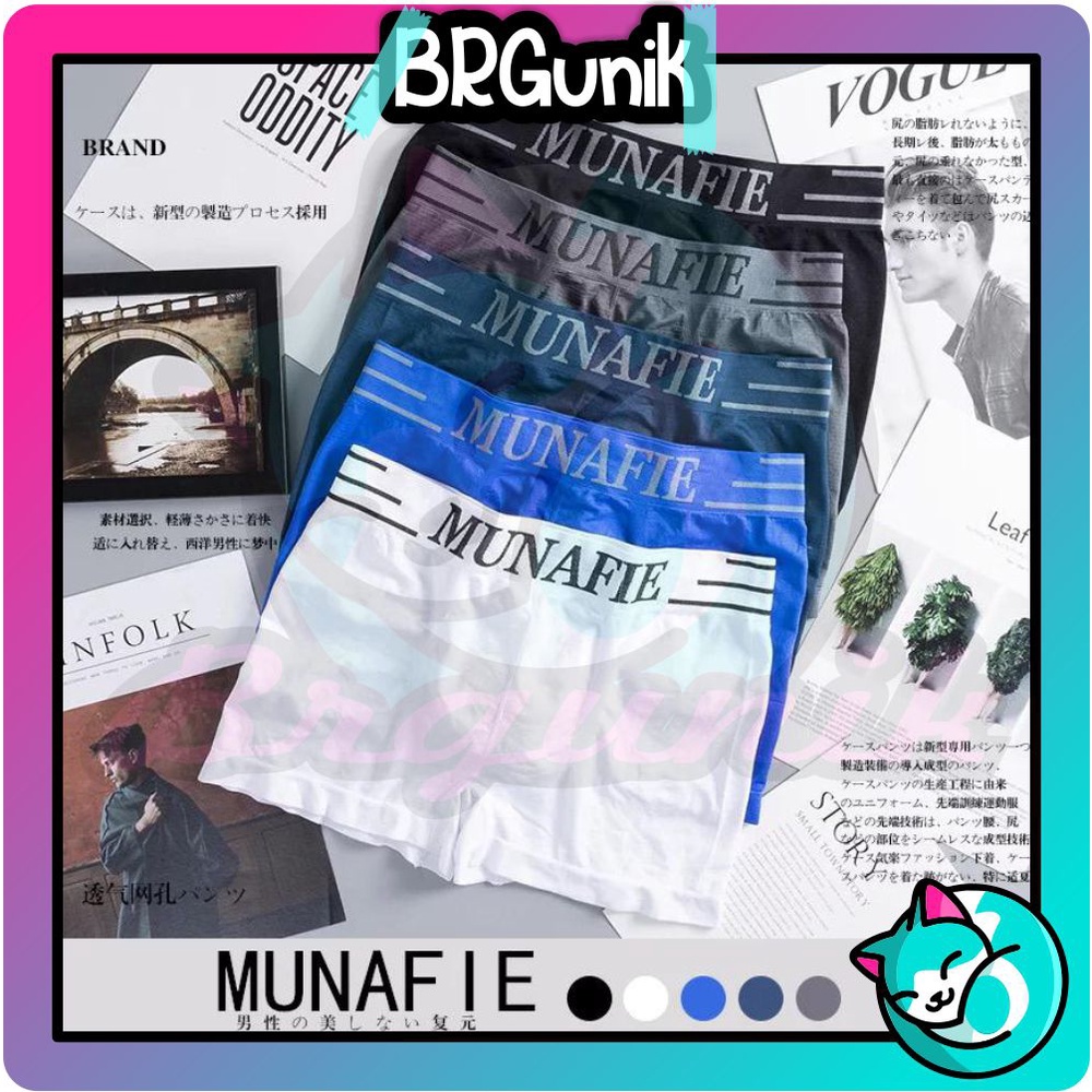 BRGUNIK Celana Dalam Munafie Boxer Pria Underwear Man Sempak Cowok Celana Kolor Pendek Murah Import B015