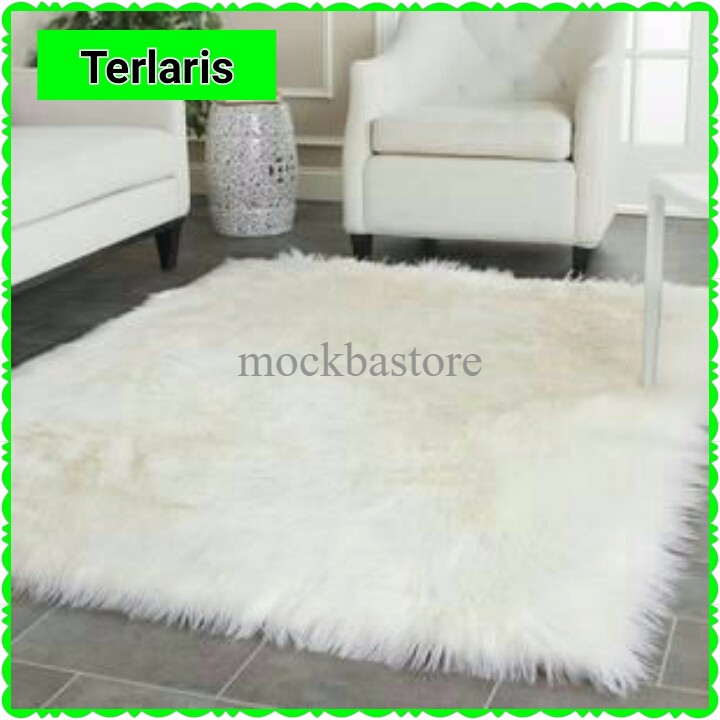 karpet bulu putih / karpet bulu korea