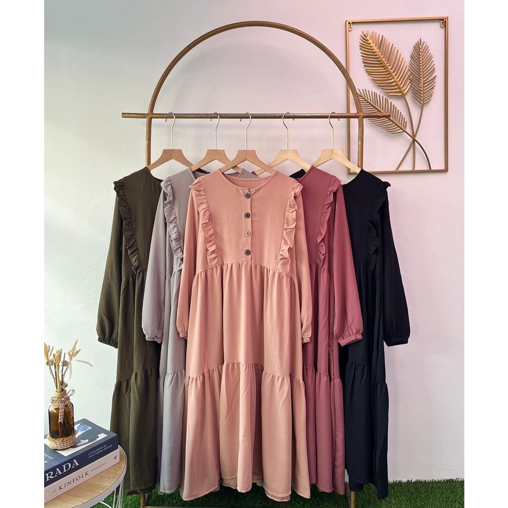 (MGA) GAMIS MIDI DYGTA RUFFLE BUSUI DRESS REMAJA WANITA AIRFLOW