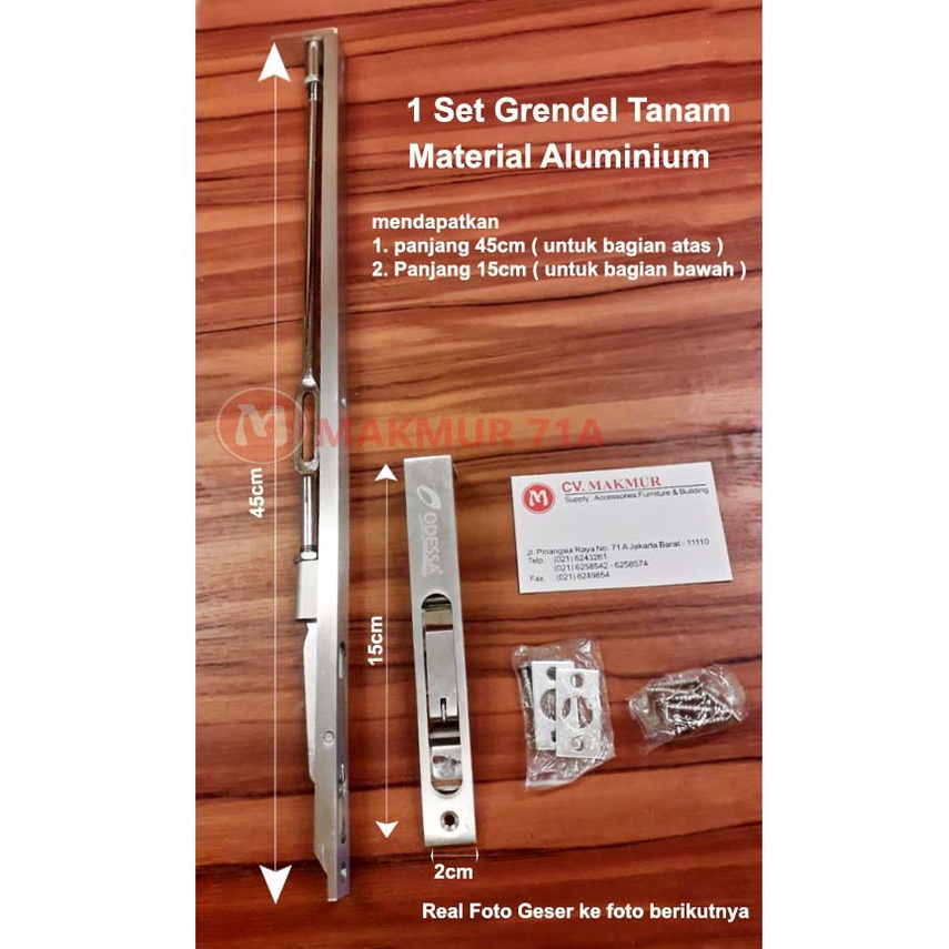 Grendel Tanam Odessa 15 cm + 45 cm / 6" + 18" / Flush Bolt / Gerendel