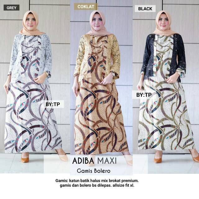 Adiba Maxi Gamis Bolero Gamis Batik Brukat Brokat Batik Gamis Modern Cantik Murmer Syari