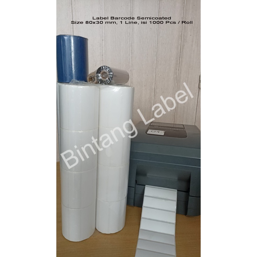 

LABEL BARCODE SEMICOATED 80X30 MM, 1 LINE, ISI 1000 PCS/ROLL