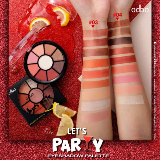 ODBO Lets Party Eyeshadow Palette #OD290 Thailand / Cosmetic / Shimmer Satin Glitter / Matte Natural