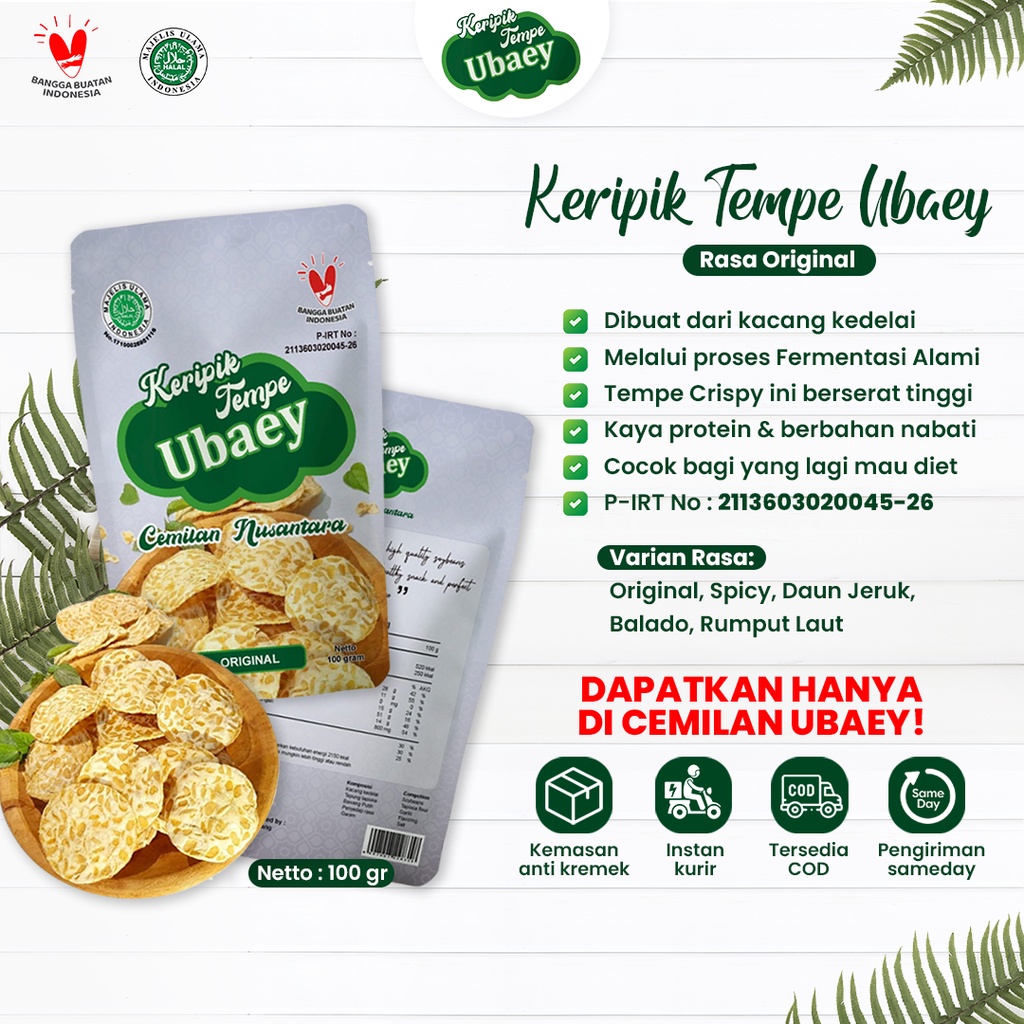 

Keripik Tempe Ubaey Kripik Tempe Sagu 100 Gram Oleh Oleh Bandung Malang Jogja Cemilan Snack Makanan Ringan Renyah Gurih Sehat