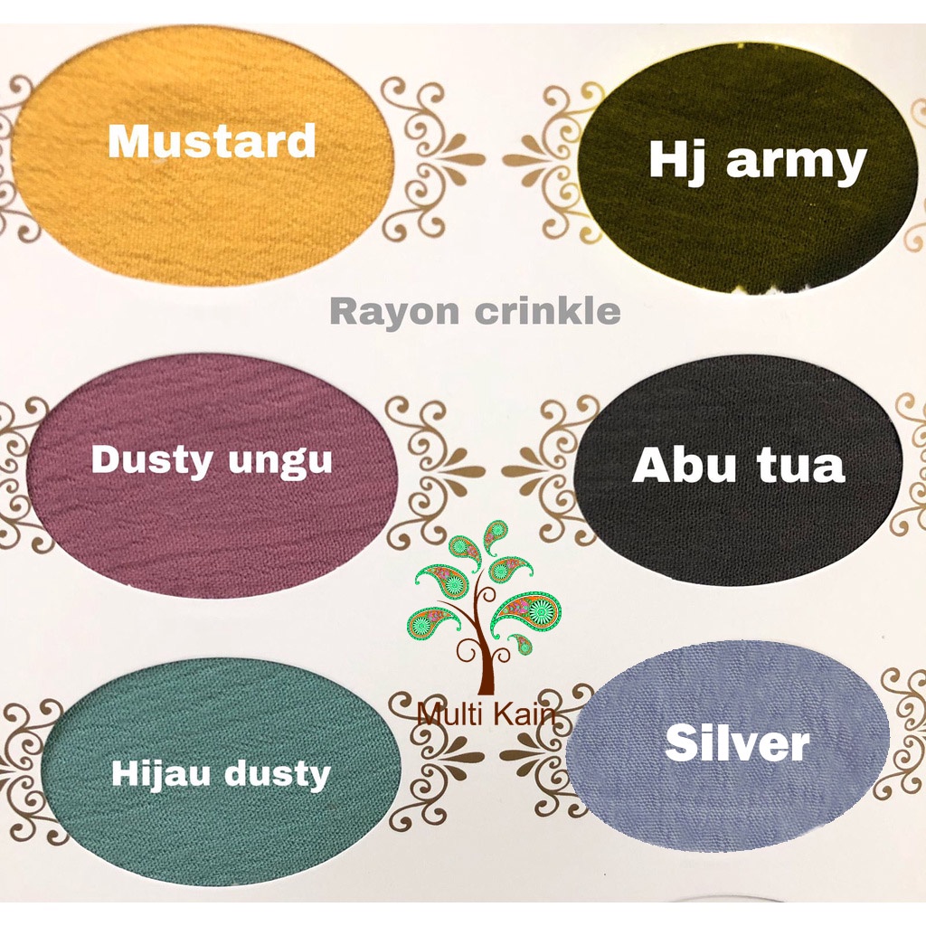 Multi Kain rayon viscose crinkle kerut  lebar 135cm harga per roll 50 yard