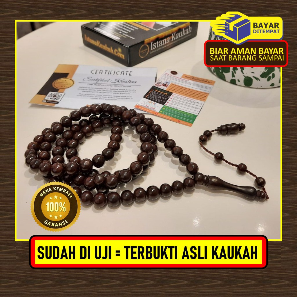 ASLI, TASBIH KAUKAH BERSERTIFIKAT WARNA HITAM, TASBIH KAUKAH BULAT Istana Kaukah Asli