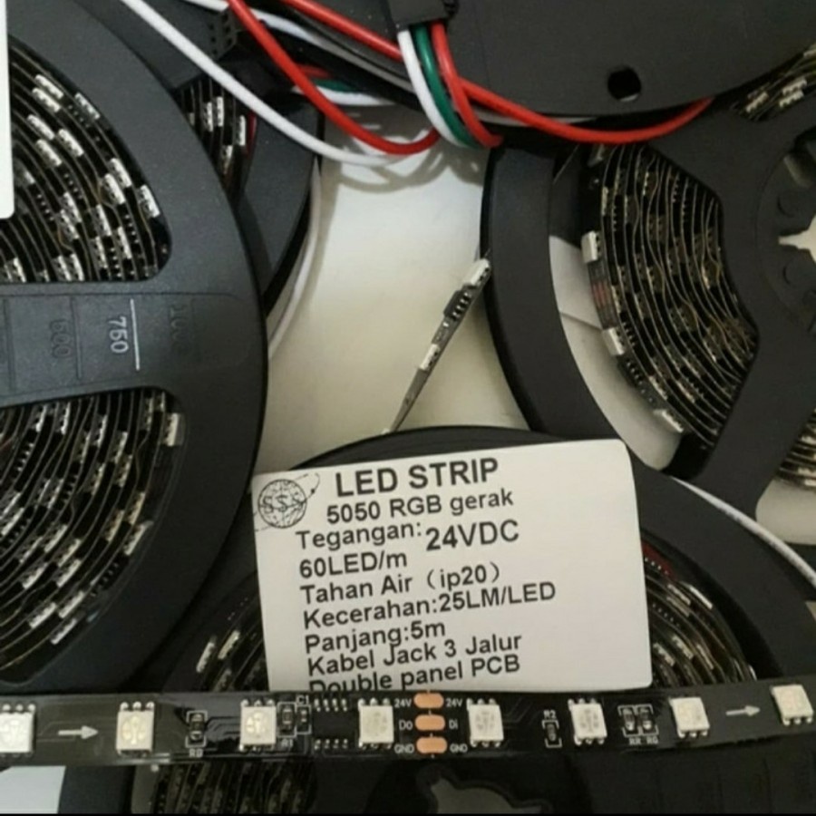 LED Strip 5050 RGB Gerak 24V IP65 - ws1903 60 Led/M - 5 meter | WS 1903