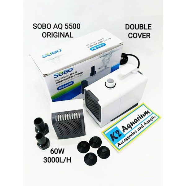 SOBO AQ 5500 Pompa filter celup 3000 L/H 60watt Kolam hidroponik Aquarium 130- 150cm bukan 105