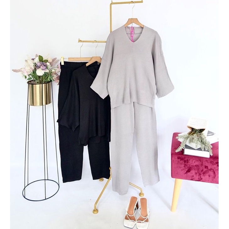 one set stelan Kulot top blouse  rajut knit premium import bangkok bkk