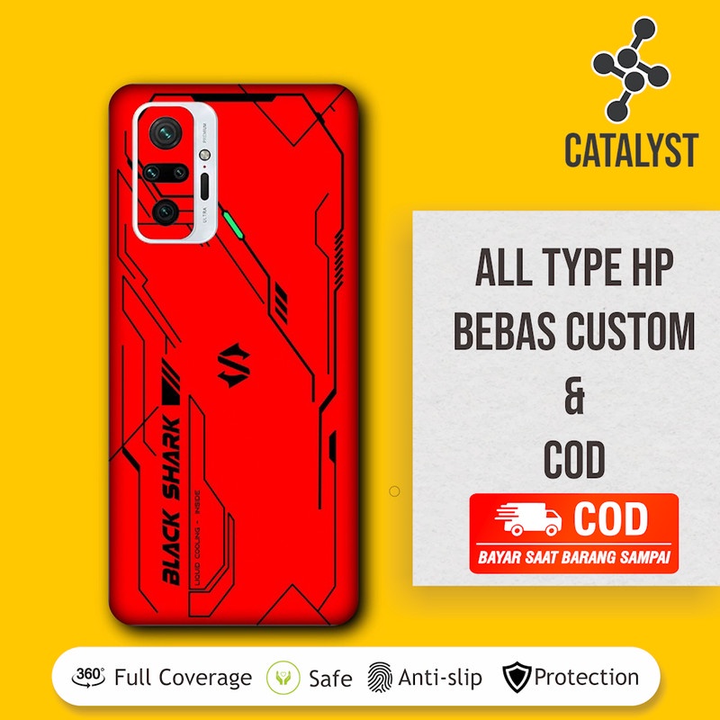 Garskin Skin Case XIAOMI REDMI Note 10 Pro Black Shark Red - Promo 2 Pcs - Bisa Custom