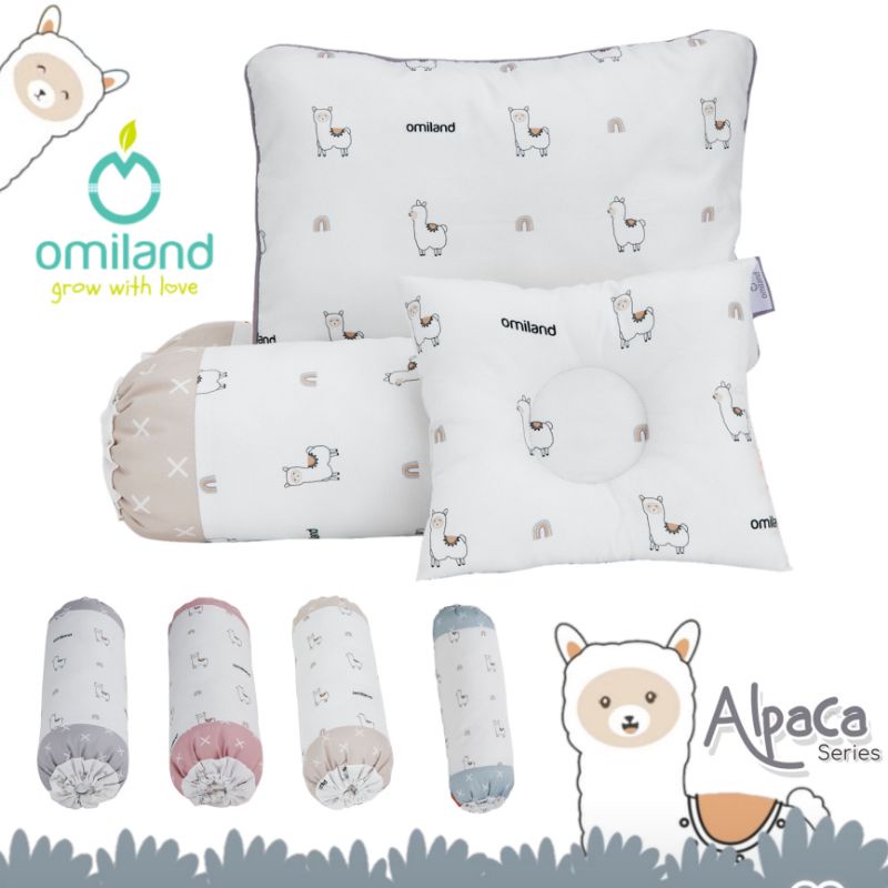 Bantal Guling Set + Bantal Peang Bayi Omiland Alpaca Series