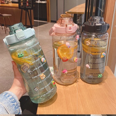 POLLYROLLY - BOTOL MINUM TRANSPARAN 2 LITER / BOTTLE REMINDER / BOTOL LUCU / BOTOL UNIK / BOTOL STIK