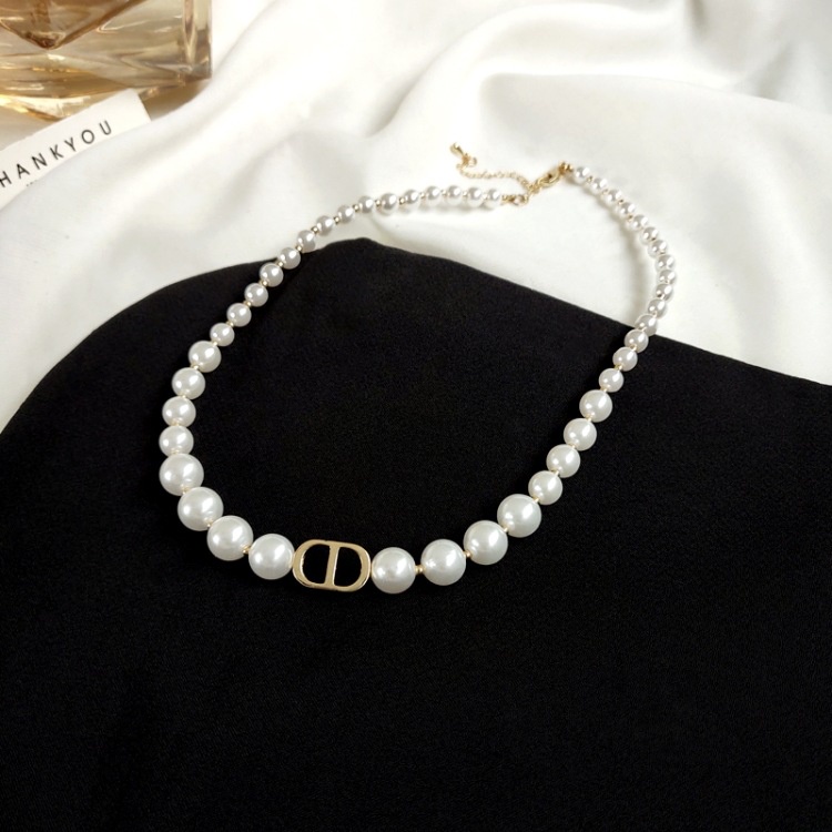 Pearl Retro Necklace Women's New Trendy Double D Clavicle Chain