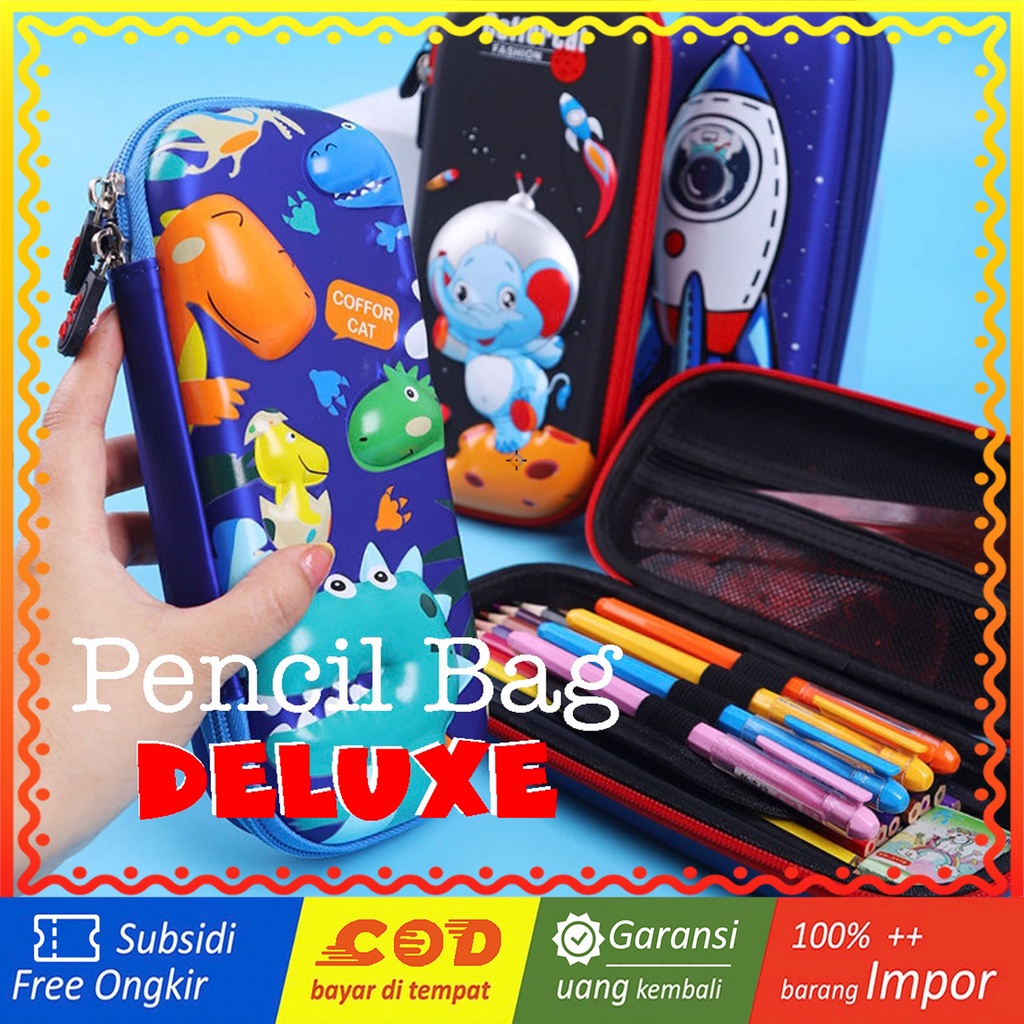 WWH14B Tempat Pensil EVA Pen Pulpen Sekolah DELUXE School Pencil Bag Box TKM