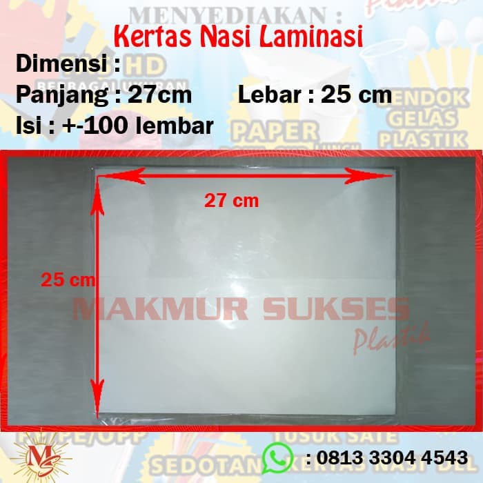 Kertas Pembungkus Nasi KFC Laminasi Anti Minyak Food Grade 27 x 25 cm ( 100 pcs)