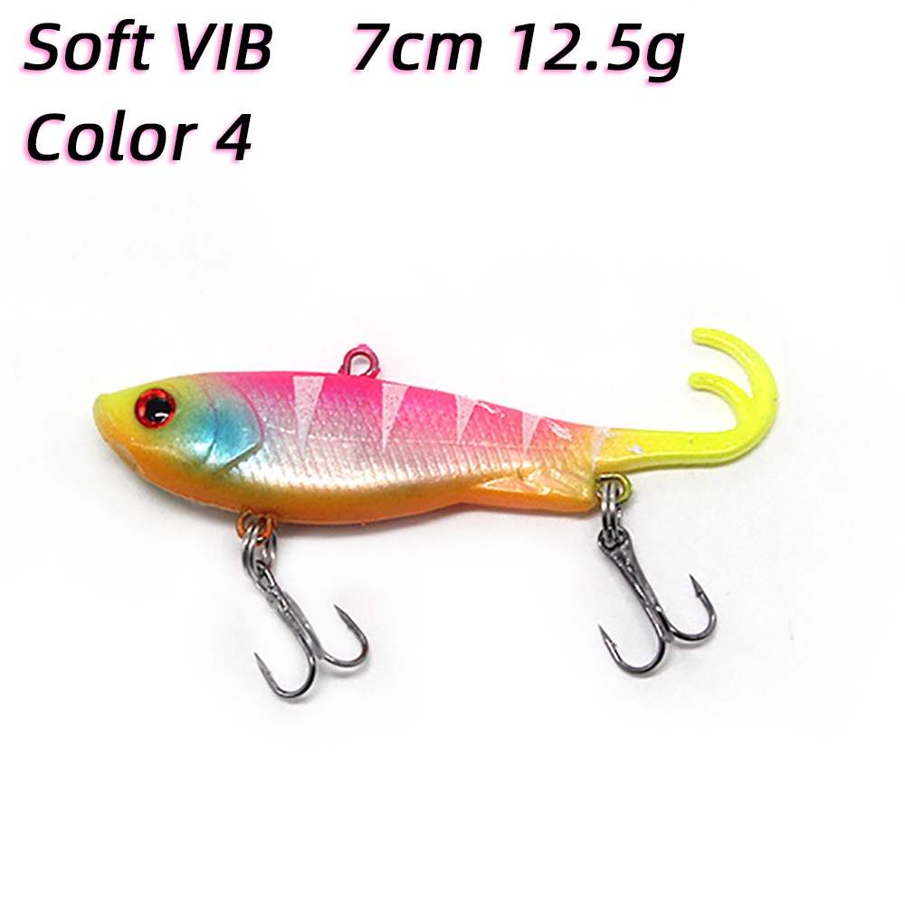 1 Pc Umpan Pancing Soft Bait VIB Bentuk Ikan Imitasi 6.5cm 12g Dengan Kail