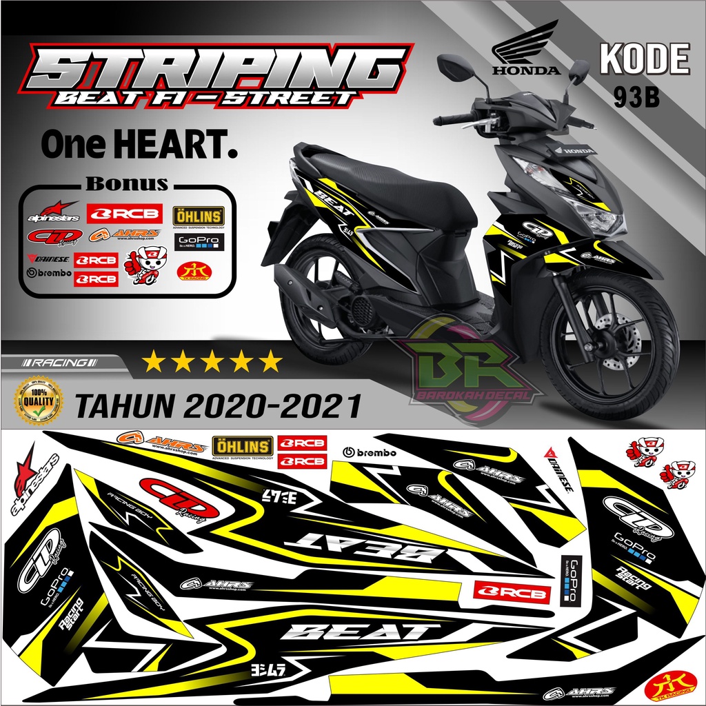 Striping Beat New 2020-2023 Stiker Lis Beat New Variasi kode 93