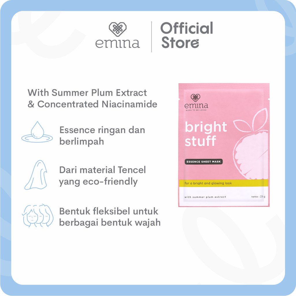 Emina Bright Stuff Essence Sheet Mask 23g | Masker Wajah