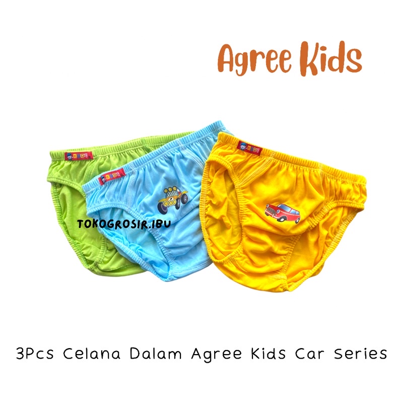 Isi 3 Pcs Celana Dalam Anak Laki Laki Cowok Agree Kids Cars Original Katun Adem 1 3 5 7 10 Tahun / Cd Celana Dalam Boxer Anak Kancut Anak Sempak Anak Laki Laki Cowok Katun Agree Kids Murah / Celana Dalam Anak Agree Kids Katun