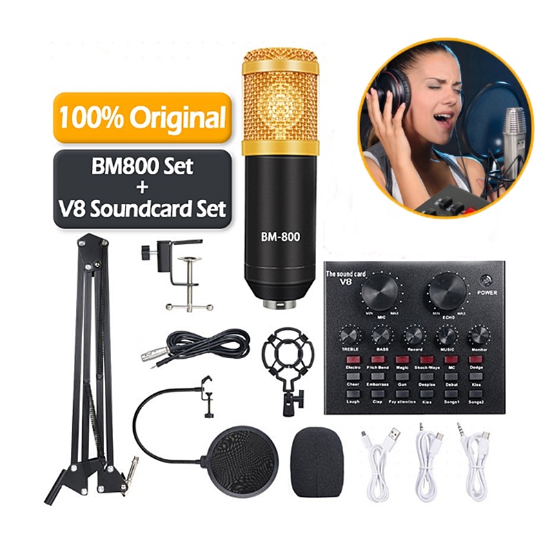 BM800 ORIGINAL Full Paket recording Microphone Condenser Live