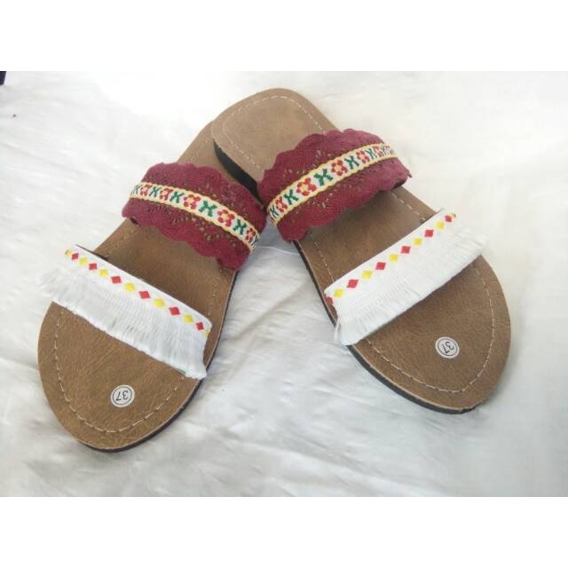 SANDAL BOHEMIAN "MERAH-PUTIH" KOS0NG