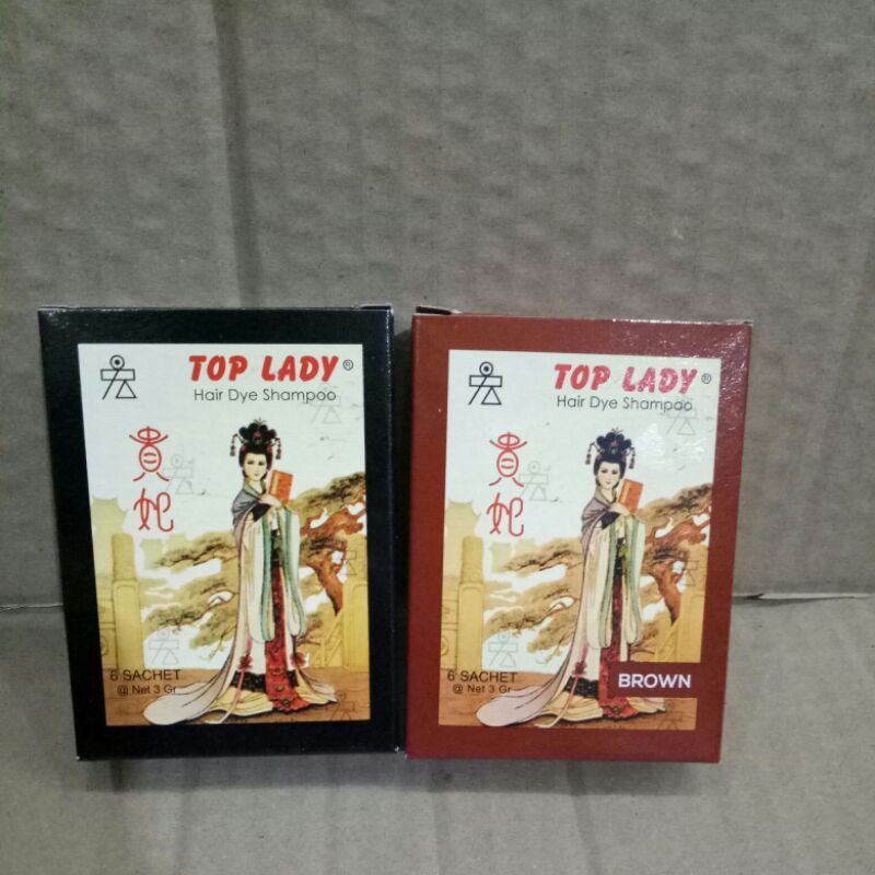 TOP Lady hair dye shampo 1 box isi 6 sachet