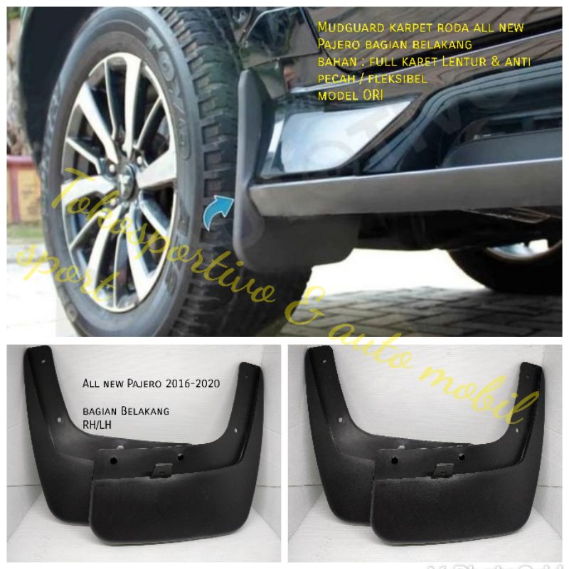 Mudguard karpet Lumpur Roda penahan Lumpur full Karet Mitsubishi all new Pajero bagian belakang