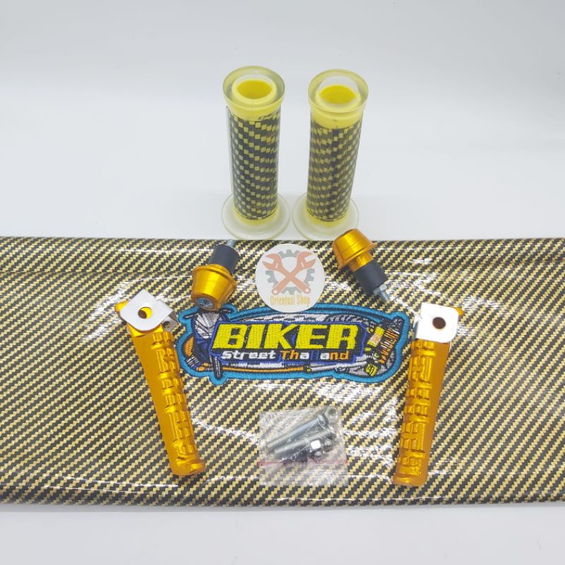 Kulit jok biker carbon plus grip Carbon plus Jalu stang plus FootStep universal Yamaha