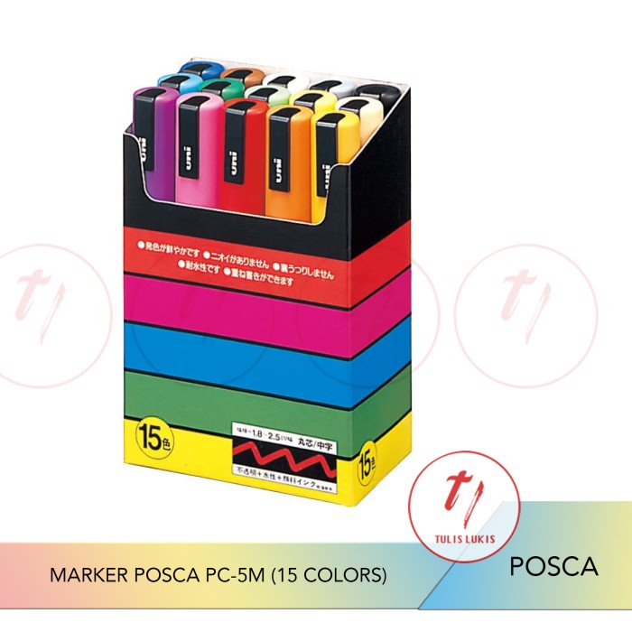 

(BISA COD) SPIDOL POSCA MARKER PC-5M SET 15 COLOR