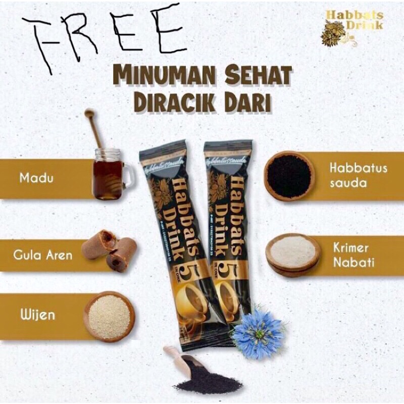 HABBATUSSAUDA FREE 1 BOX HABBATS DRINK (30 Sachet) Minuman Serbuk