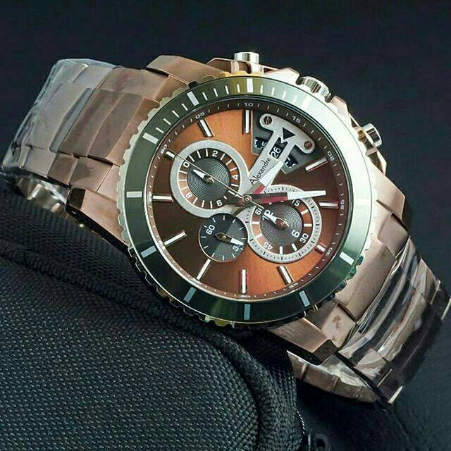 Jam Tangan Alexandre Christie Pria AC 6455 MC brown cokelat