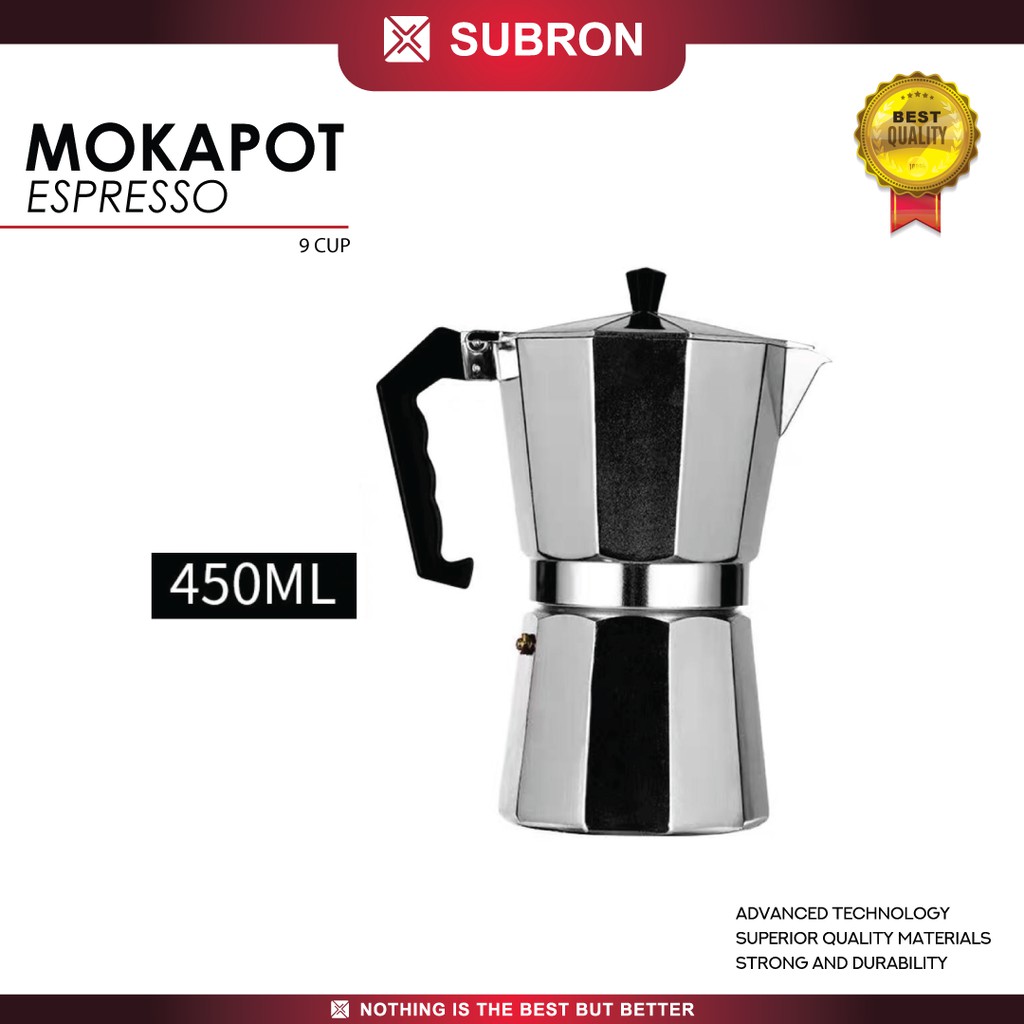 SUBRON Mokapot 9 Cup 450ML Alumunium Coffee maker ESPRESSO Moka pot