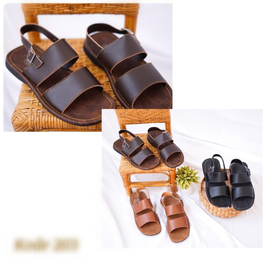 SANDAL PRIA KULIT ASLI/SANDAL KULIT/SANDAL PRIA TALI BELAKANG/SANDAL JLS03