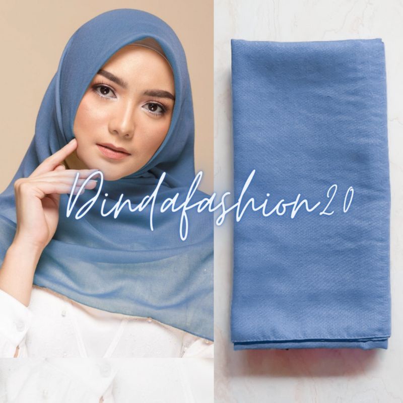 Elzatta Keisha Sadia Jilbab Kerudung Segiempat Polos Bahan Polycotton size 110x110cm-513 Denim