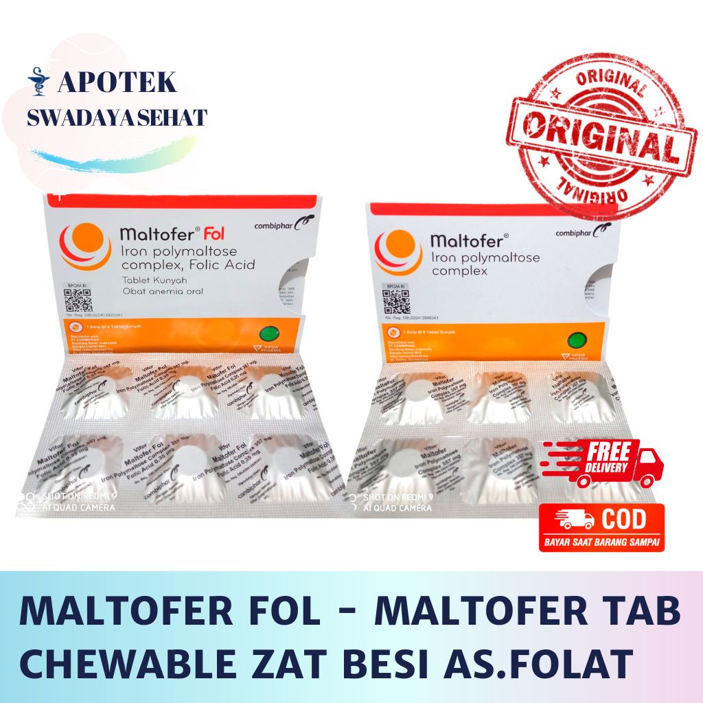 MALTOFER FOL Strip Tab - Maltofer Biasa Chewable Tablet Kunyah Anemia Zat besi Asam Folat